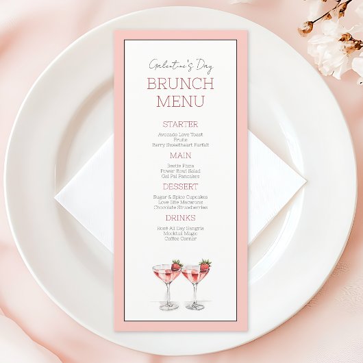 Schattigee Roze Galentine's Day Girly Chic Brunch  Menu