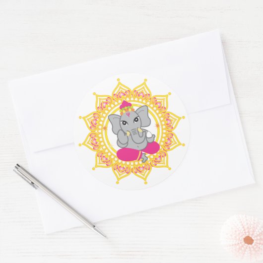 Schattigee roze ganesha sticker