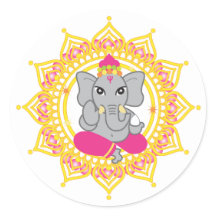 Schattigee roze ganesha sticker