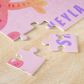 Schattigee Roze Gecko Hagedis Meisje Verjaardag Ji Legpuzzel (Zijkant)