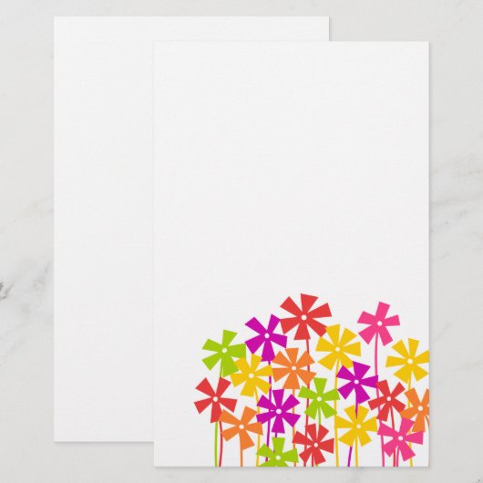 Schattigee roze geel sinaasappel eenvoudige bloeme briefpapier (Voorkant / Achterkant)