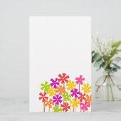 Schattigee roze geel sinaasappel eenvoudige bloeme briefpapier (Staand voorkant)