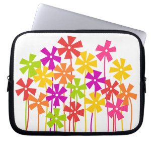 Schattigee roze geel sinaasappel eenvoudige bloeme laptop sleeve