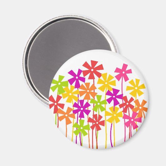 Schattigee roze geel sinaasappel eenvoudige bloeme magneet (Voorkant / Achterkant)