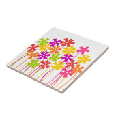 Schattigee roze geel sinaasappel eenvoudige bloeme tegeltje (Zijkant)