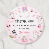 Schattigee Roze Geest Halloween 1e verjaardag Bedankjes Labels (Achterkant)