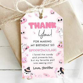 Schattigee Roze Geest Halloween 1e verjaardag Cadeaulabel