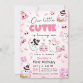 Schattigee Roze Geest Halloween 1e verjaardag Kaart (Voorkant)