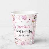 Schattigee Roze Geest Halloween 1e verjaardag Papieren Bekers (Voorkant)