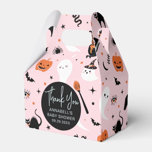 Schattigee Roze Geest Halloween Baby shower Dank u Bedankdoosjes (Voorkant Zijde)