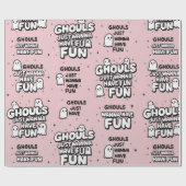 Schattigee Roze Geest Halloween Verjaardag Roze Cadeaupapier (Vlak)