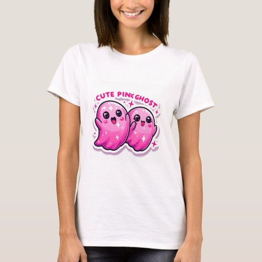 Schattigee Roze Geest: Knuffel Mij! :( #01 T-shirt (Voorkant)