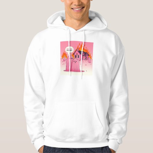 Schattigee Roze Geest: Knuffel Mij! :( (man witte Hoodie (Voorkant)