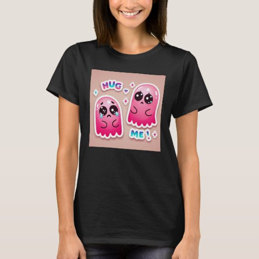 Schattigee Roze Geest: Knuffel Mij! :( nr. 14 T-shirt (Voorkant)
