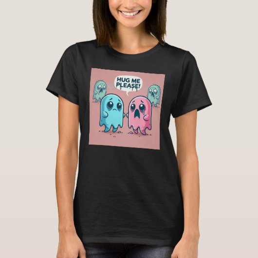 Schattigee Roze Geest: Knuffel Mij! :( nr. 15 T-shirt (Voorkant)