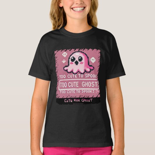 Schattigee Roze Geest: Sweet and Spooky -kinder me T-shirt (Voorkant)