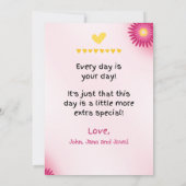 Schattigee Roze Gele Bloem Kinder Moederdag GIGI F Kaart (Achterkant)