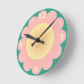 Schattigee Roze Gele Cartoon Bloem Meisjes Ronde Klok (Hoek)