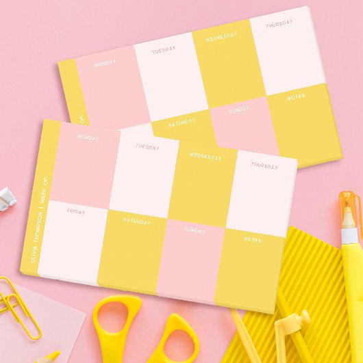 Schattigee roze gele school weekplanner post-it® notes