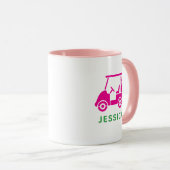 Schattigee Roze Gepersonaliseerde Golfkar Twee Too Mok (Voorkant rechts)