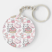 Schattigee roze gepersonaliseerde kat sleutelhanger (Achterkant)