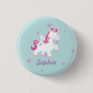 Schattigee Roze Gepersonaliseerde Magische Eenhoor Ronde Button 3,2 Cm