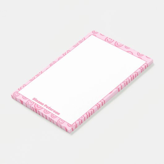 Schattigee roze gepersonaliseerde preppy post-it® notes (Schuin)