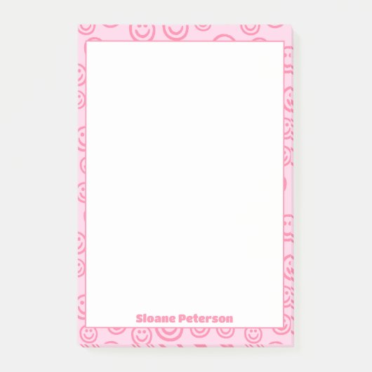 Schattigee roze gepersonaliseerde preppy post-it® notes (Voorkant)
