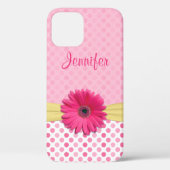 Schattigee Roze Gerbera Daisy Polka Dot Case-Mate iPhone Case (Achterkant)