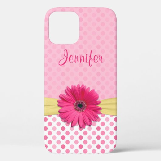 Schattigee Roze Gerbera Daisy Polka Dot Case-Mate iPhone Case (Achterkant)