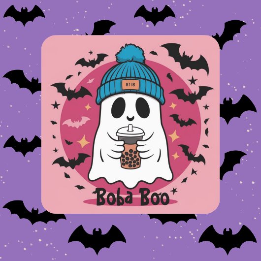 Schattigee roze Ghost Boba Boo Custom Sticker