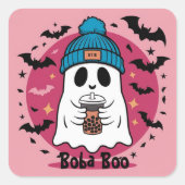 Schattigee roze Ghost Boba Boo Custom Sticker (Voorkant)
