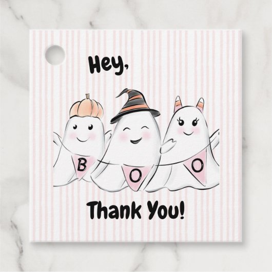 Schattigee Roze Ghost Boos Halloween Bedankjes Labels (Voorkant)