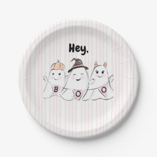 Schattigee Roze Ghost Boos Halloween Papieren Bordje