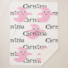 Schattigee Roze Ghost Halloween Deken met Naam