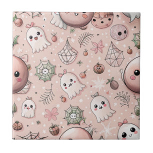 Schattigee Roze Ghost & Pastel Halloween Naadloos Tegeltje