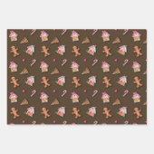 Schattigee Roze Gingerbread Man Cookies, Huizen Inpakpapier Vel (Voorkant 3)