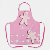 Schattigee Roze Gingerbread Snowflakes Kerst Schort (Voorkant)
