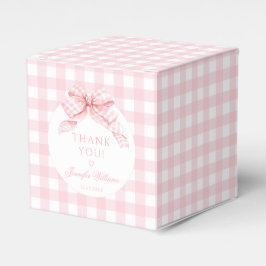 Schattigee Roze Gingham Bow Baby Meisje Douche Gif Bedankdoosjes