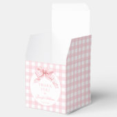 Schattigee Roze Gingham Bow Baby Meisje Douche Gif Bedankdoosjes (Geopend)