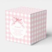 Schattigee Roze Gingham Bow Baby Meisje Douche Gif Bedankdoosjes (Achterkant)