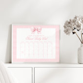 Schattigee Roze Gingham Bow Baby uitgerekende datu Poster