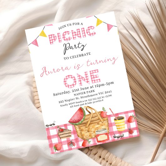 Schattigee Roze Gingham Bunting Flag Picnic 1e ver Kaart