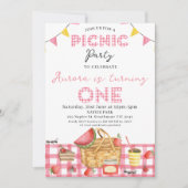 Schattigee Roze Gingham Bunting Flag Picnic 1e ver Kaart (Voorkant)