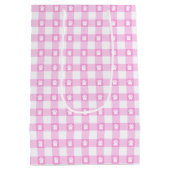 Schattigee Roze Gingham Paw Prints Gift Bag Medium Cadeauzakje (Achterkant)