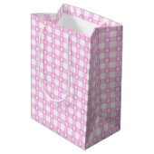 Schattigee Roze Gingham Paw Prints Gift Bag Medium Cadeauzakje (Achterkant Gekanteld)