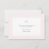 Schattigee Roze Gingham Zwaan Baby shower Dank u k Kaart (Voorkant)