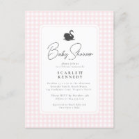 Schattigee Roze Gingham Zwaan Eenvoudig Baby showe