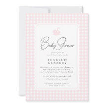 Schattigee Roze Gingham Zwaan Eenvoudig Baby showe