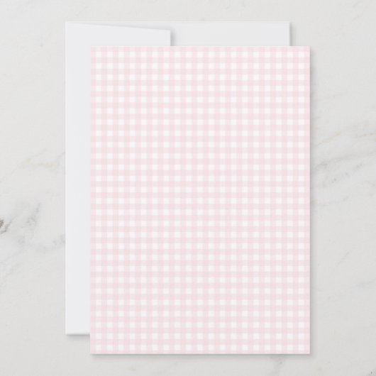 Schattigee Roze Gingham Zwaan Eenvoudig Baby showe Kaart (Achterkant)